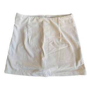 Halara Corduroy Mini Skirt Beige Side Zip Built In Shorts Women's Size S